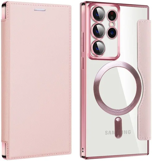 Samsung Galaxy S22 Ultra Hoesje MagSafe RFID Pasjeshouder Roze afbeelding 2