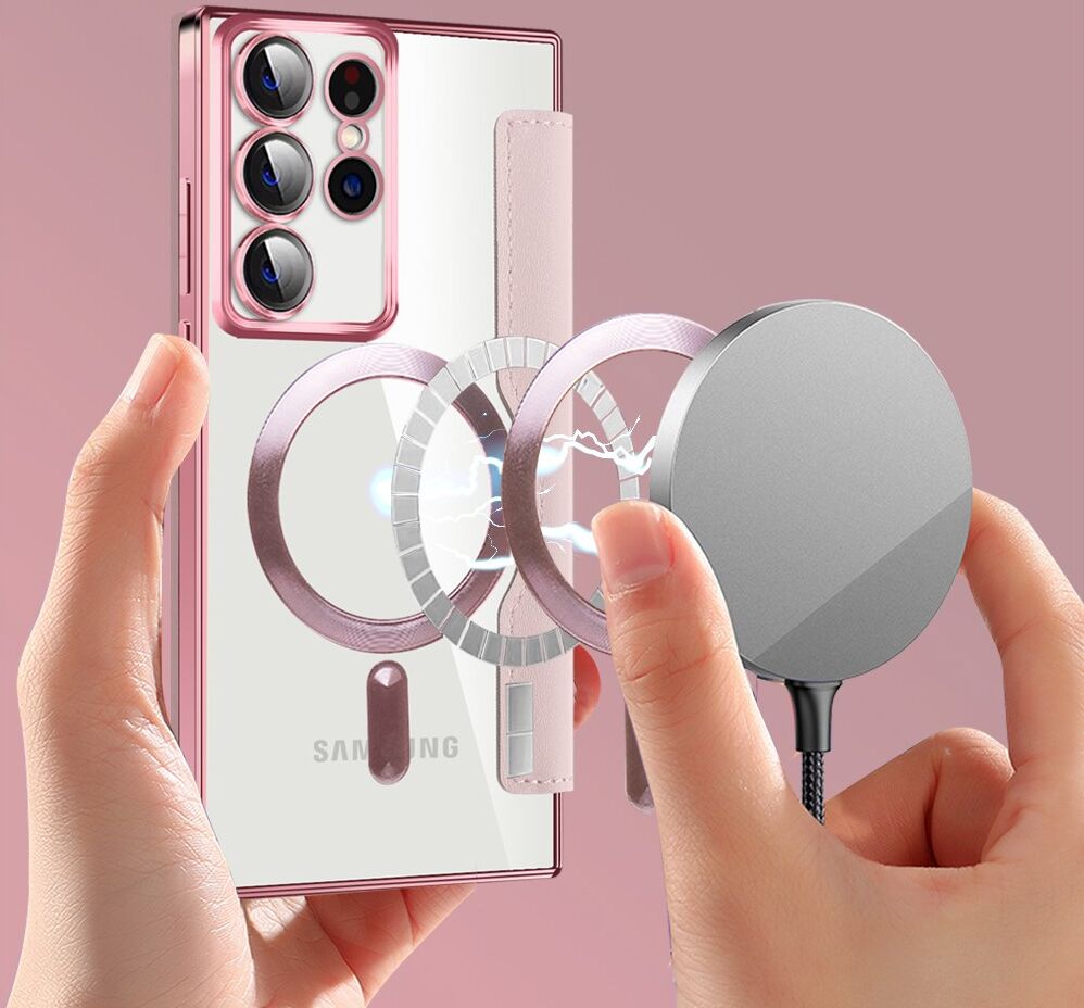 Samsung Galaxy S22 Ultra Hoesje MagSafe RFID Pasjeshouder Roze afbeelding 4