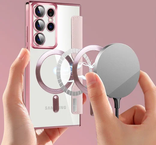 Samsung Galaxy S22 Ultra Hoesje MagSafe RFID Pasjeshouder Roze afbeelding 4