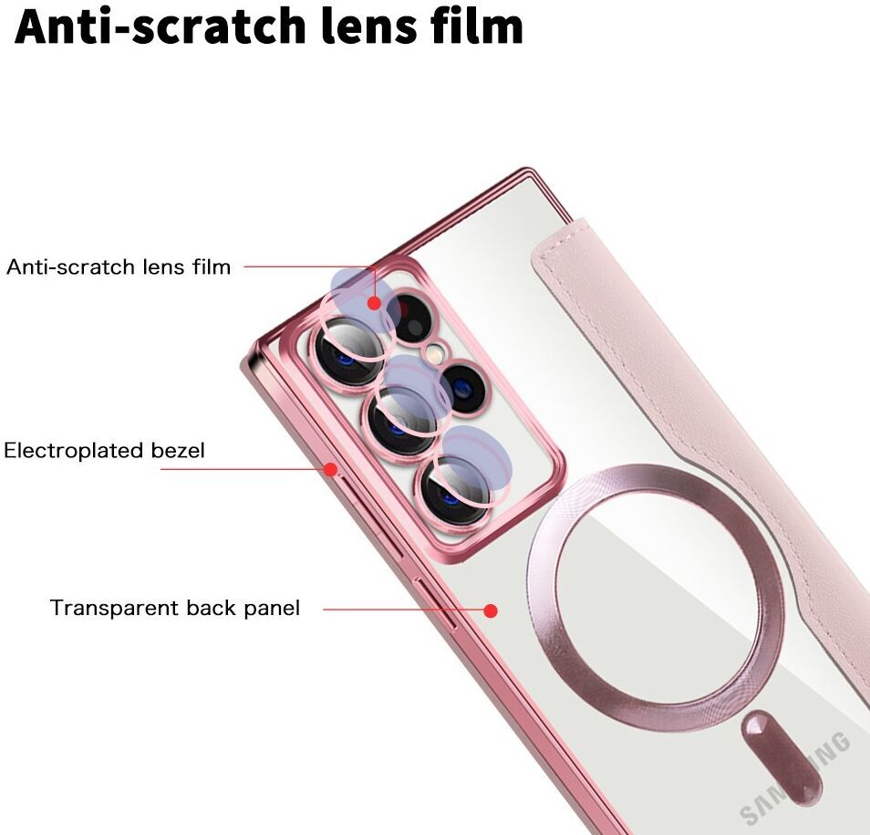 Samsung Galaxy S22 Ultra Hoesje MagSafe RFID Pasjeshouder Roze afbeelding 7