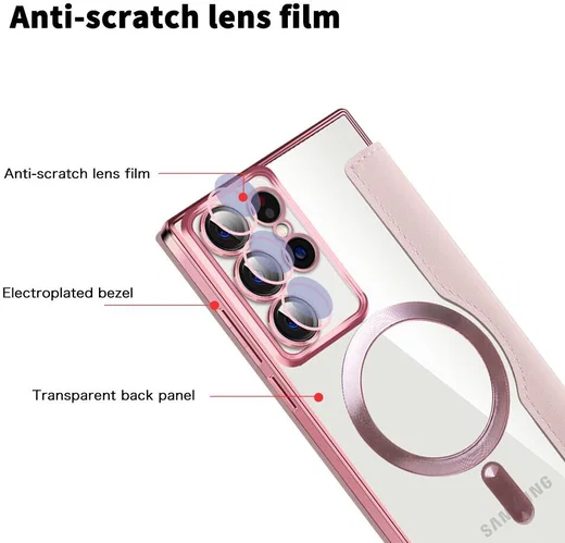 Samsung Galaxy S22 Ultra Hoesje MagSafe RFID Pasjeshouder Roze afbeelding 7
