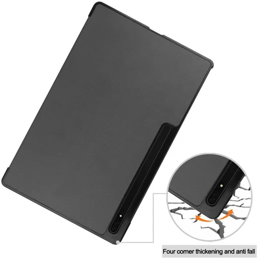 Samsung Galaxy Tab S8 Ultra Hoes Tri-Fold Book Case Standaard Grijs afbeelding 10