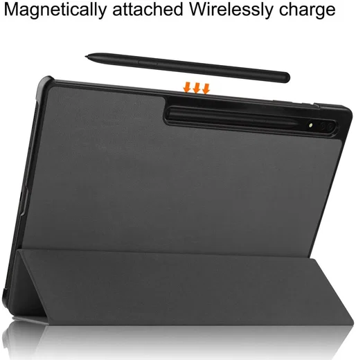 Samsung Galaxy Tab S8 Ultra Hoes Tri-Fold Book Case Standaard Grijs afbeelding 7