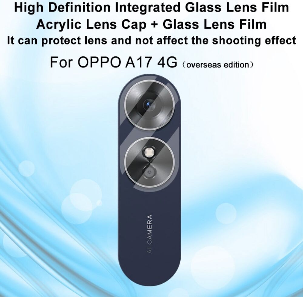 Imak Oppo A17 Camera Lens Protector + Lens Cap Clear afbeelding 2