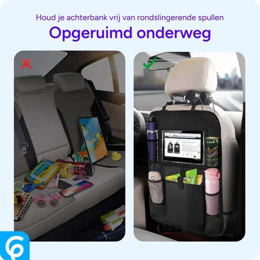 Universele Autostoel Tablethouder Tas / Organizer met Opbergvakken afbeelding 2