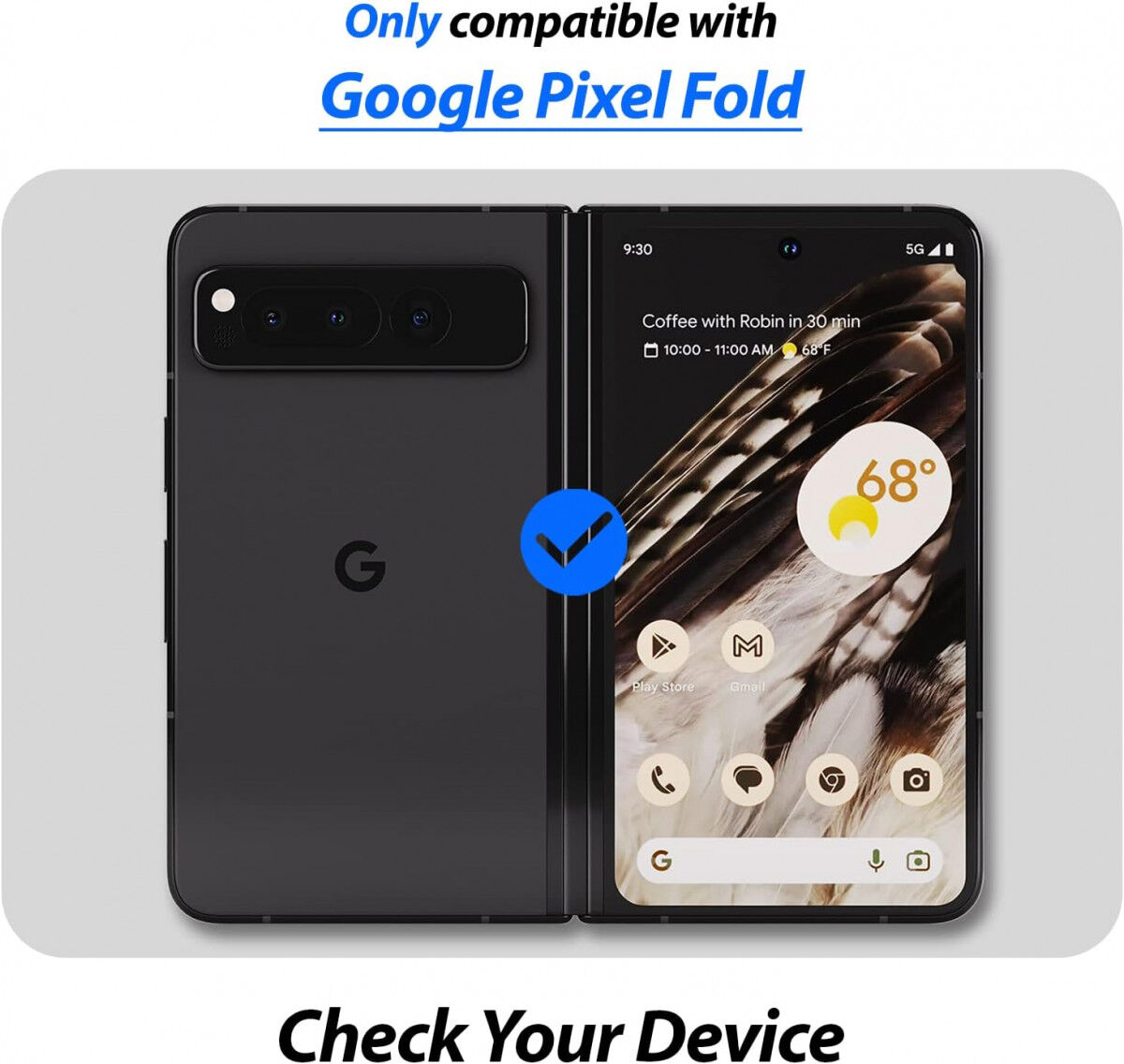 Whitestone EA Dome Glass Google Pixel Fold Screen Protector 2-Pack afbeelding 5