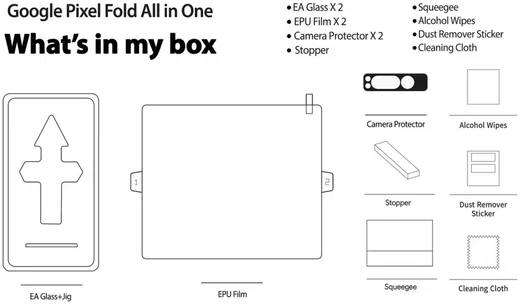 Whitestone All In One Pack Google Pixel Fold Bescherm Set (2+2+2 Pack) afbeelding 8