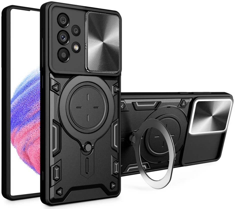 Samsung Galaxy A53 Hoesje met Camera Slider en Kickstand Ring Zwart afbeelding 1