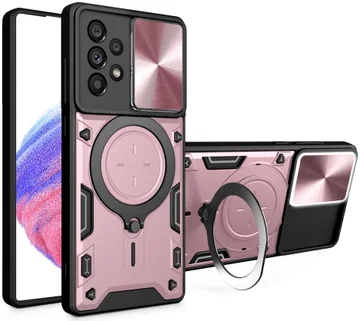 Samsung Galaxy A53 Hoesje met Camera Slider en Kickstand Ring Roze