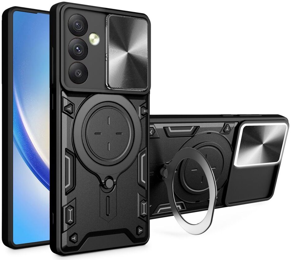 Samsung Galaxy A54 Hoesje Camera Slider en Kickstand Ring Zwart afbeelding 1