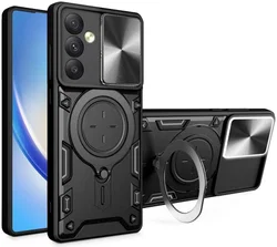 Samsung Galaxy A54 Hoesje Camera Slider en Kickstand Ring Zwart afbeelding