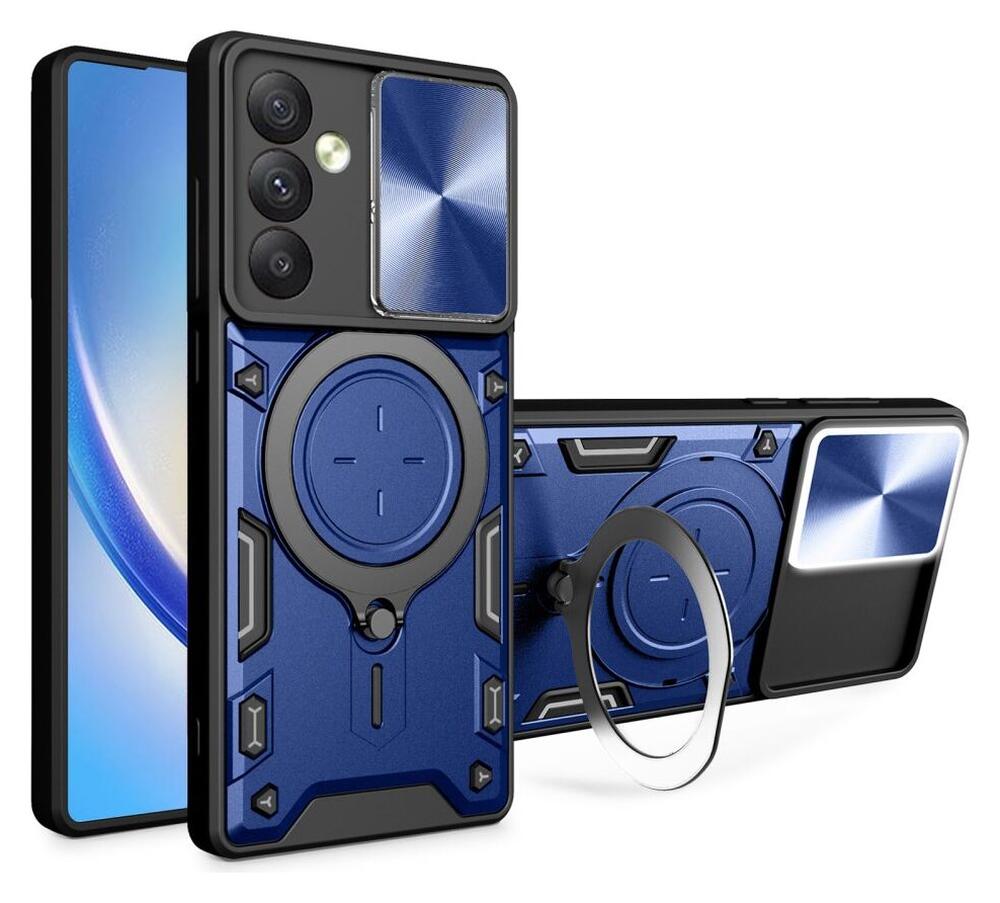 Samsung Galaxy A54 Hoesje Camera Slider en Kickstand Ring Blauw afbeelding 1