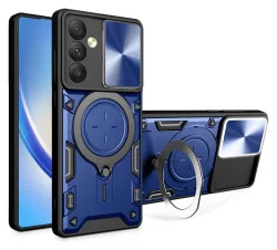 Samsung Galaxy A54 Hoesje Camera Slider en Kickstand Ring Blauw afbeelding
