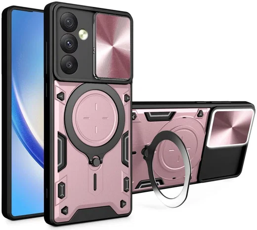 Samsung Galaxy A54 Hoesje Camera Slider en Kickstand Ring Roze afbeelding 1