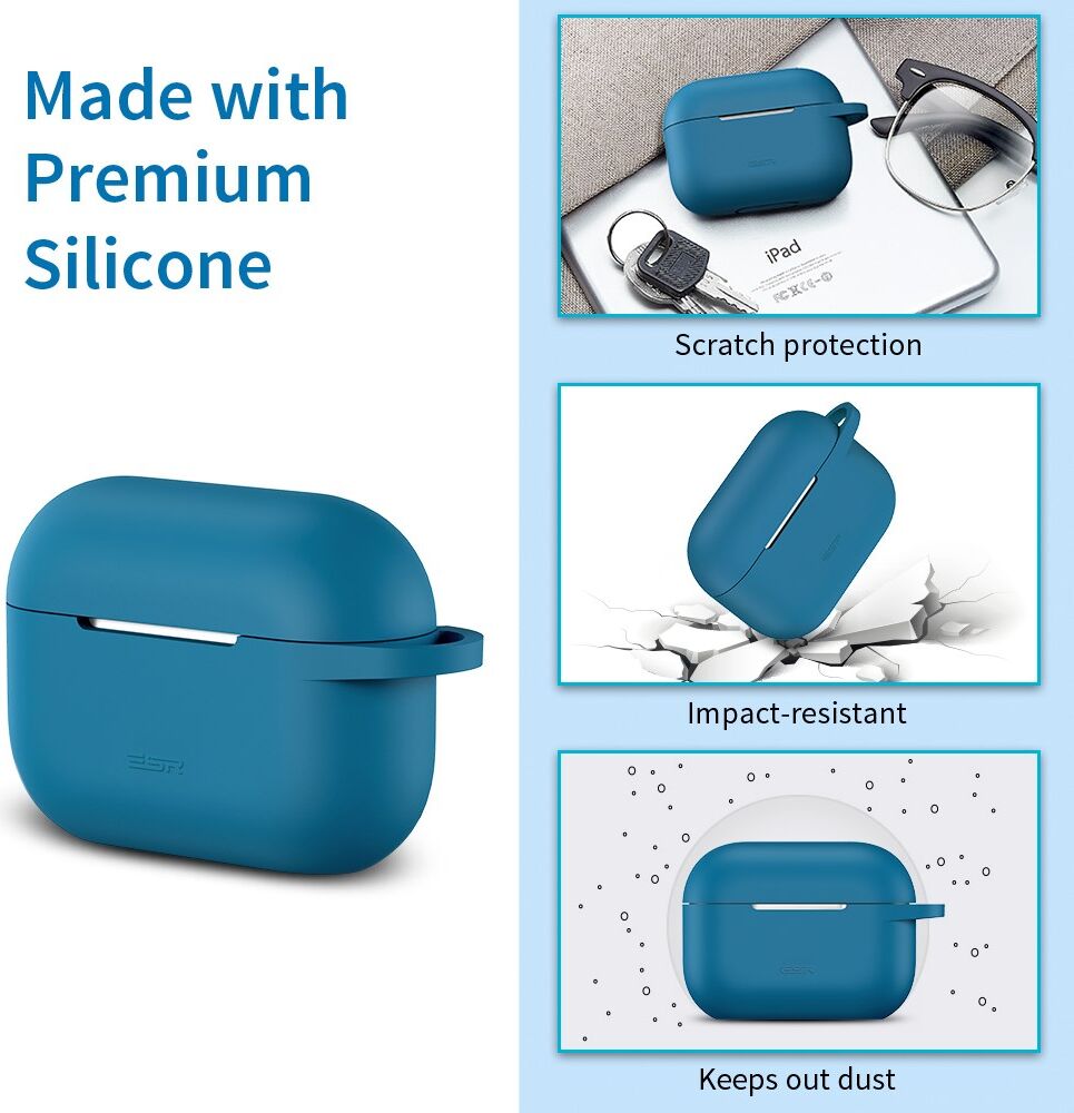 ESR Bounce Apple AirPods Pro 1/2 Hoesje Siliconen Blauw afbeelding 5