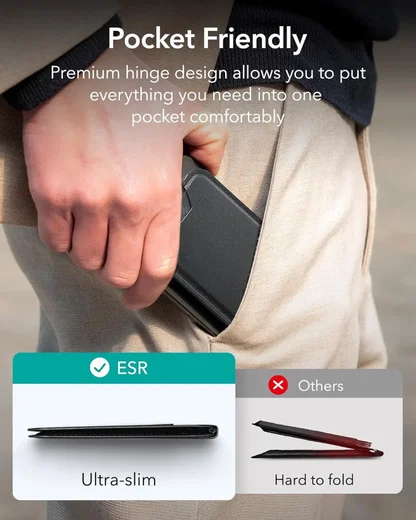 ESR HaloLock Vegan Leer MagSafe Kaarthouder en Standaard Zwart afbeelding 4