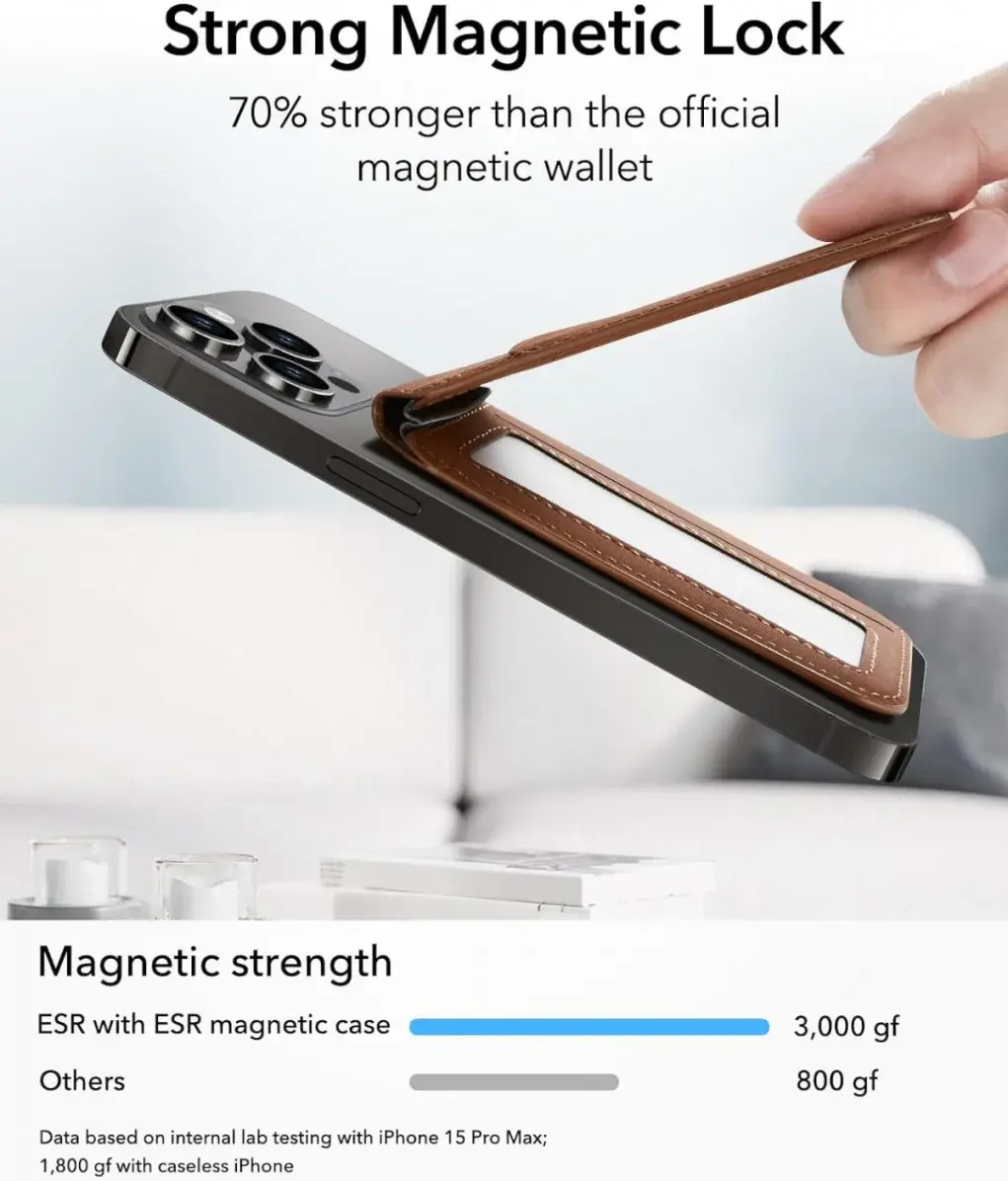 ESR HaloLock Vegan Leer MagSafe Kaarthouder en Standaard Bruin afbeelding 6