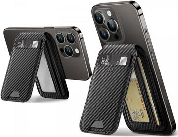 ESR HaloLock Vegan Leer MagSafe Kaarthouder en Standaard Carbon Zwart