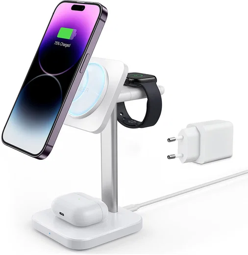 ESR HaloLock 3-in-1 Station Draadloze Oplader Voor Apple MagSafe Wit afbeelding 1