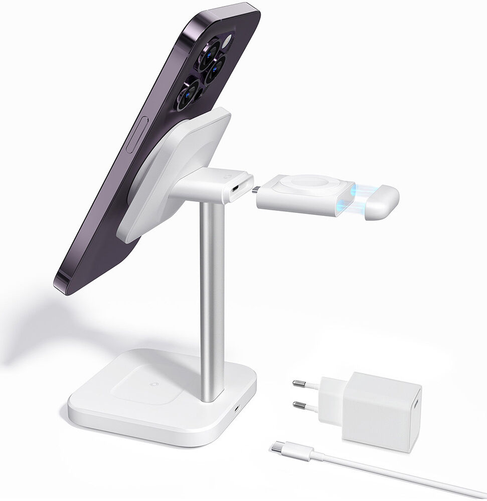 ESR HaloLock 3-in-1 Station Draadloze Oplader Voor Apple MagSafe Wit afbeelding 2