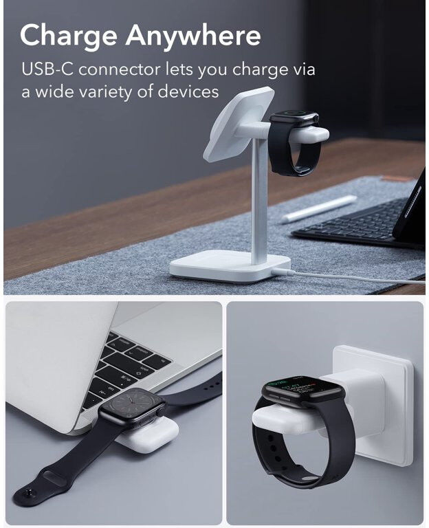 ESR Draagbare Compacte Draadloze Oplader voor Apple Watch Wit afbeelding 5