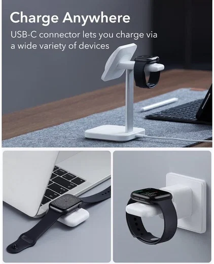 ESR Draagbare Compacte Draadloze Oplader voor Apple Watch Wit afbeelding 5