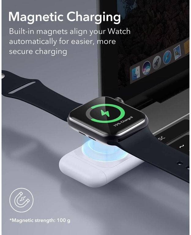 ESR Draagbare Compacte Draadloze Oplader voor Apple Watch Wit afbeelding 6