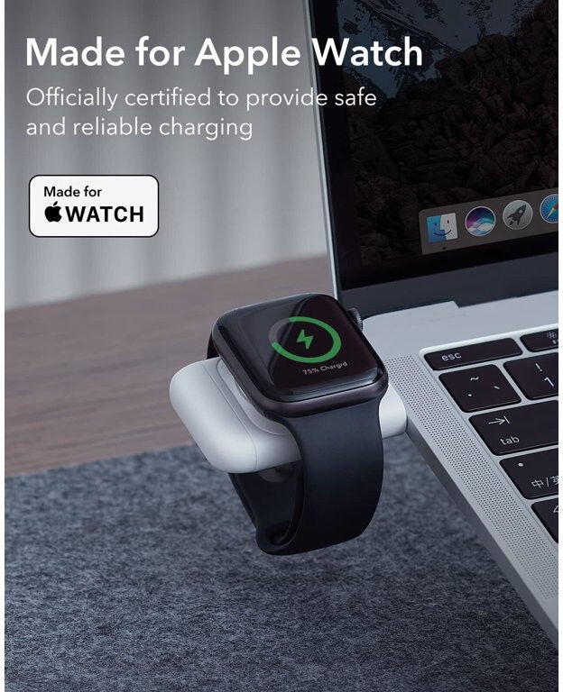 ESR Draagbare Compacte Draadloze Oplader voor Apple Watch Wit afbeelding 9