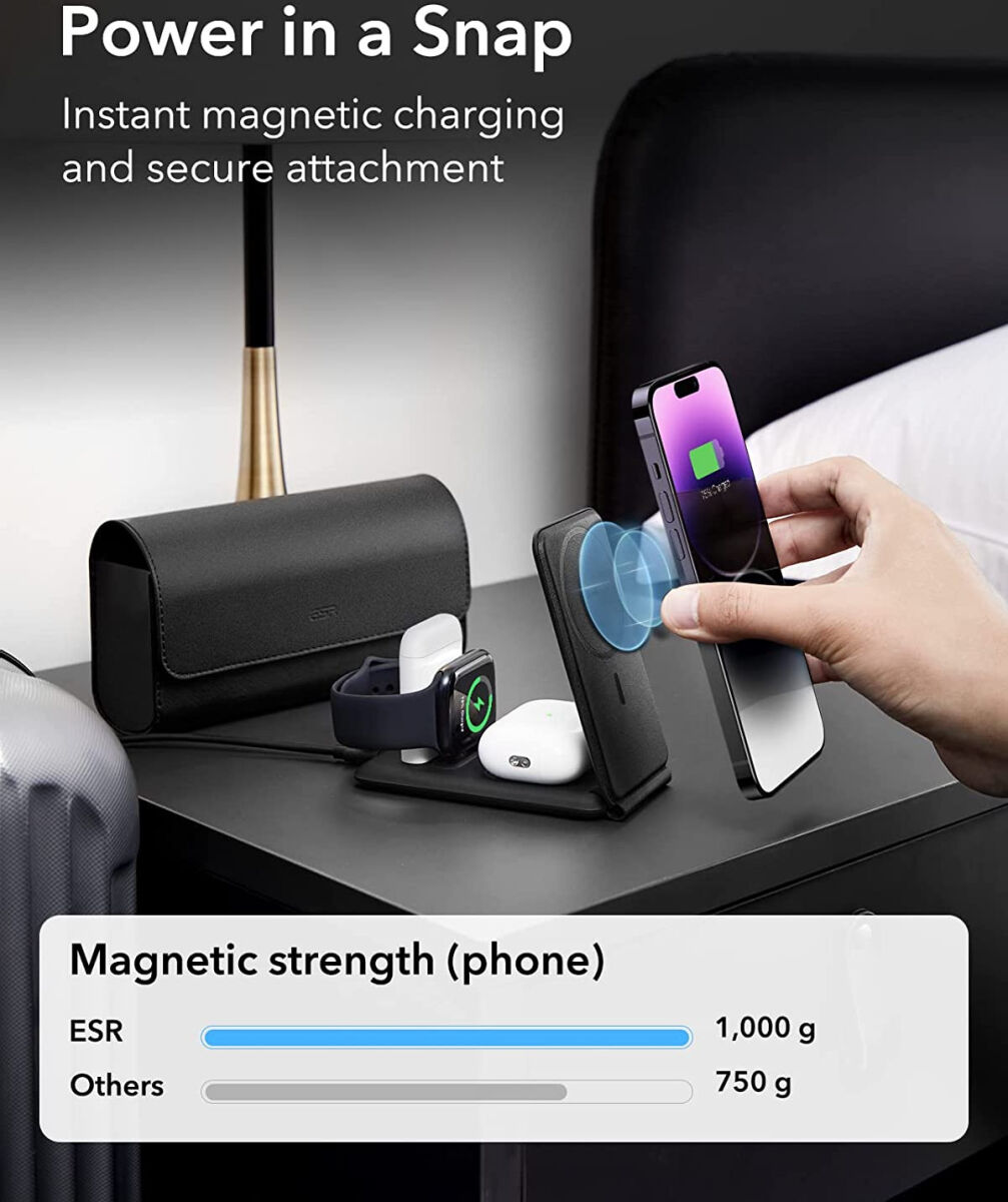 ESR HaloLock 3-in-1 MagSafe Laadstation iPhone/AirPods (Pro)/Watch afbeelding 3