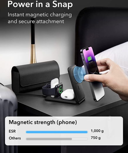 ESR HaloLock 3-in-1 MagSafe Laadstation iPhone/AirPods (Pro)/Watch afbeelding 3