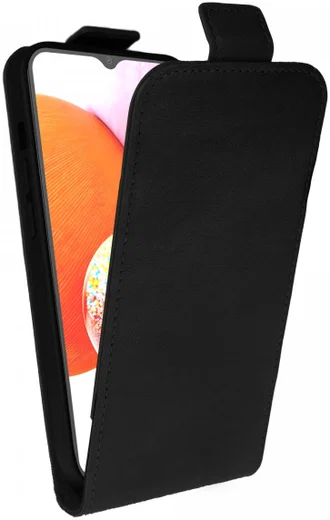 Rosso Element Samsung Galaxy A14 Hoesje Verticale Flip Case Zwart afbeelding 1