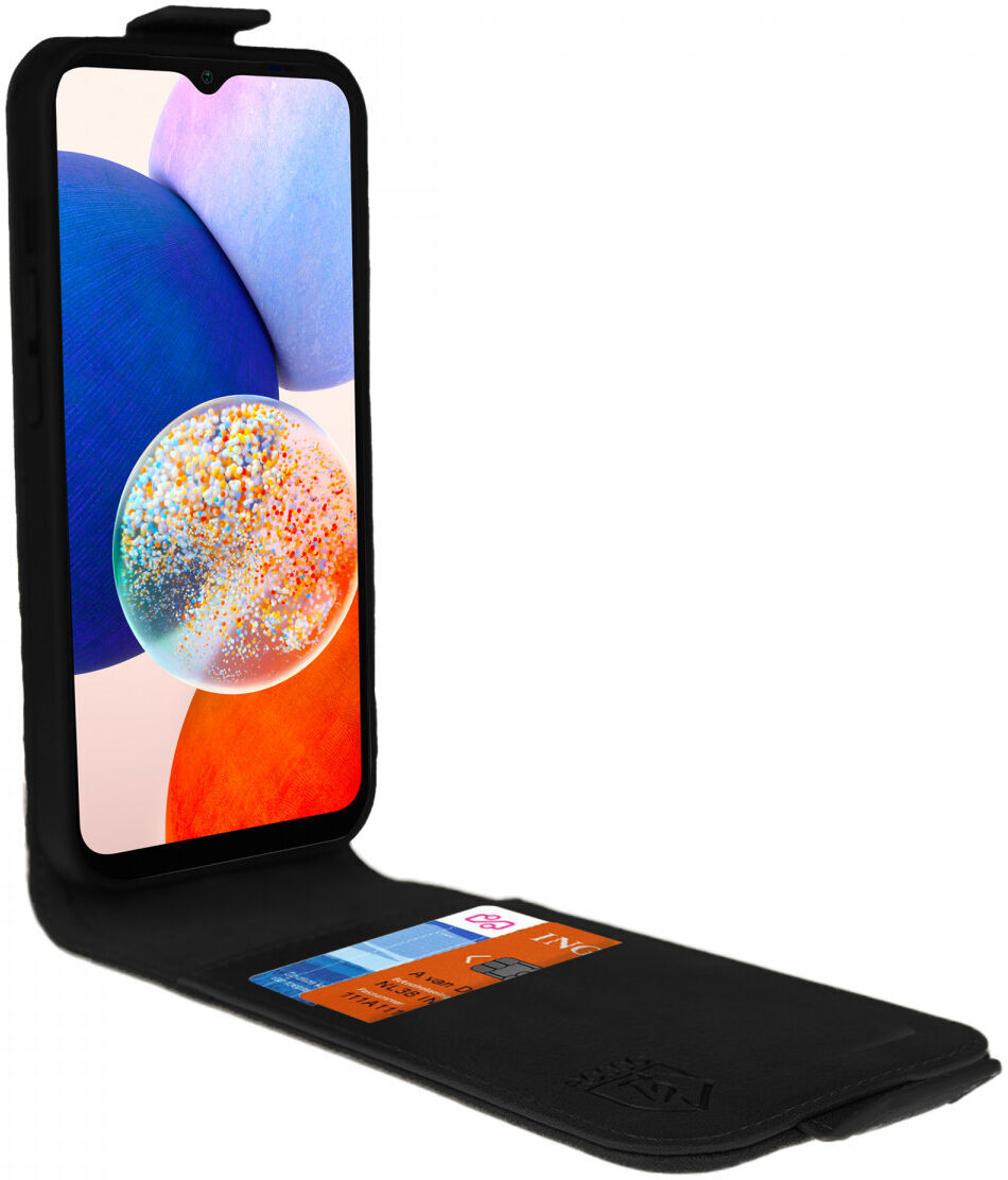 Rosso Element Samsung Galaxy A14 Hoesje Verticale Flip Case Zwart afbeelding 2