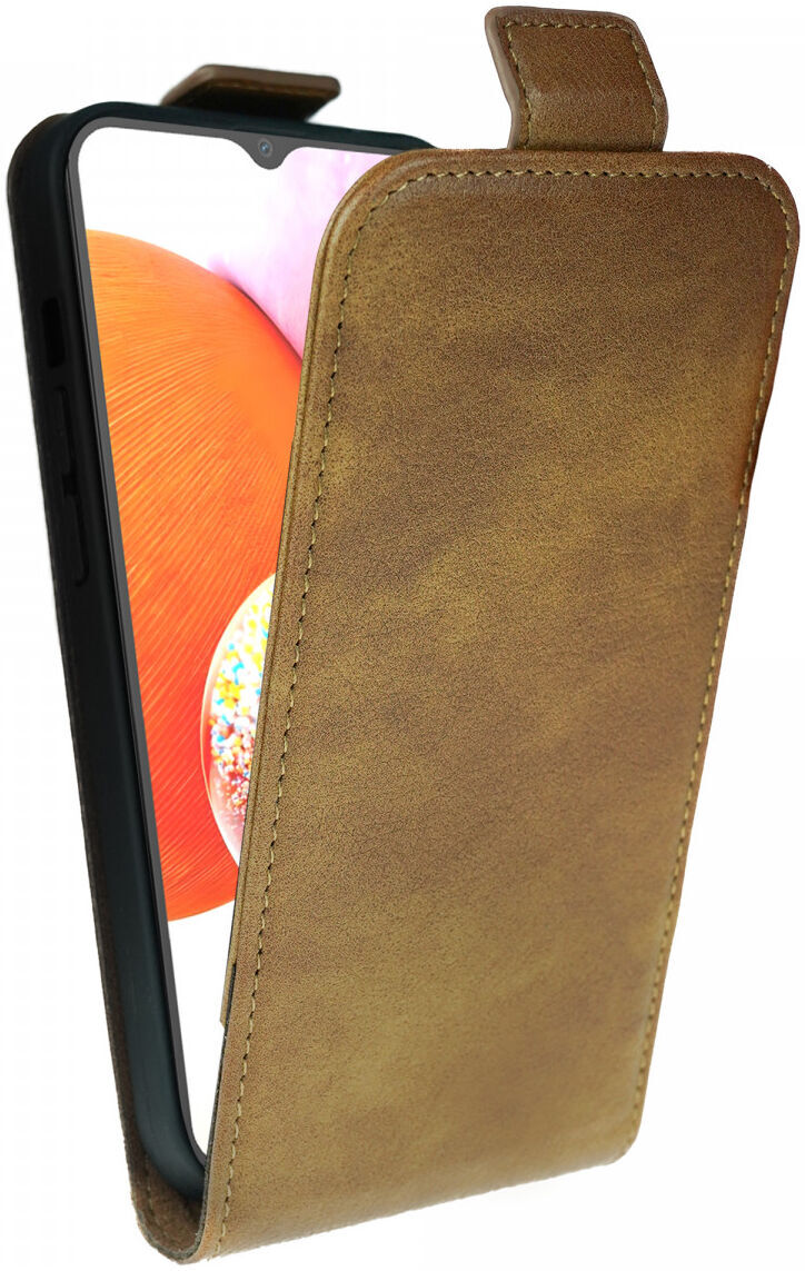 Rosso Element Samsung Galaxy A14 Hoesje Verticale Flip Case Bruin afbeelding 1