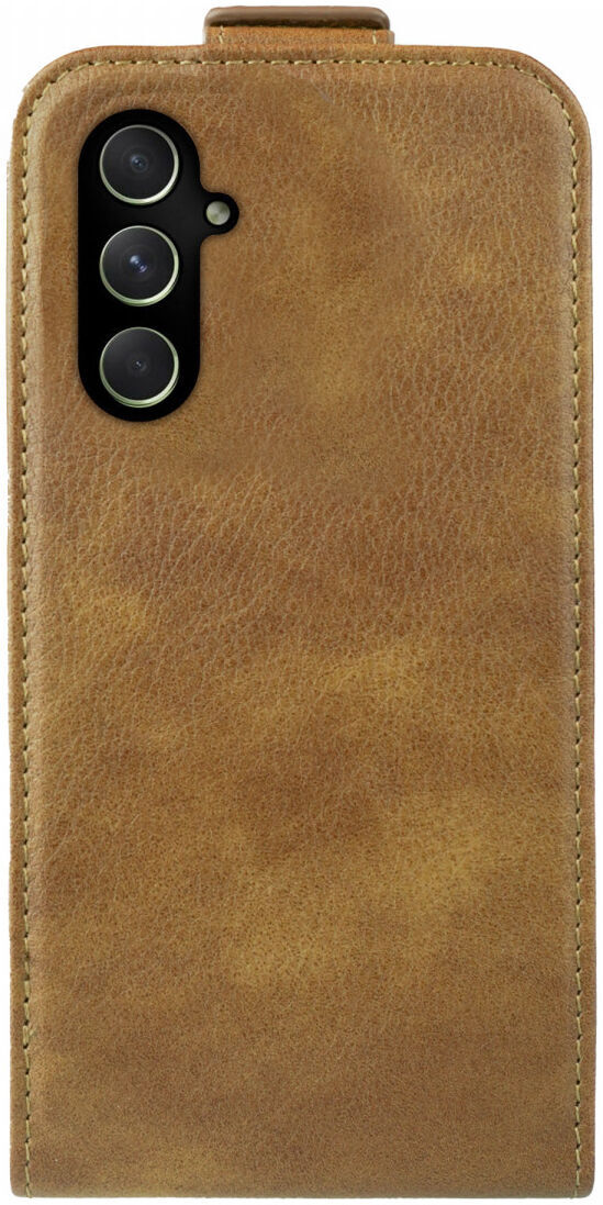 Rosso Element Samsung Galaxy A14 Hoesje Verticale Flip Case Bruin afbeelding 3