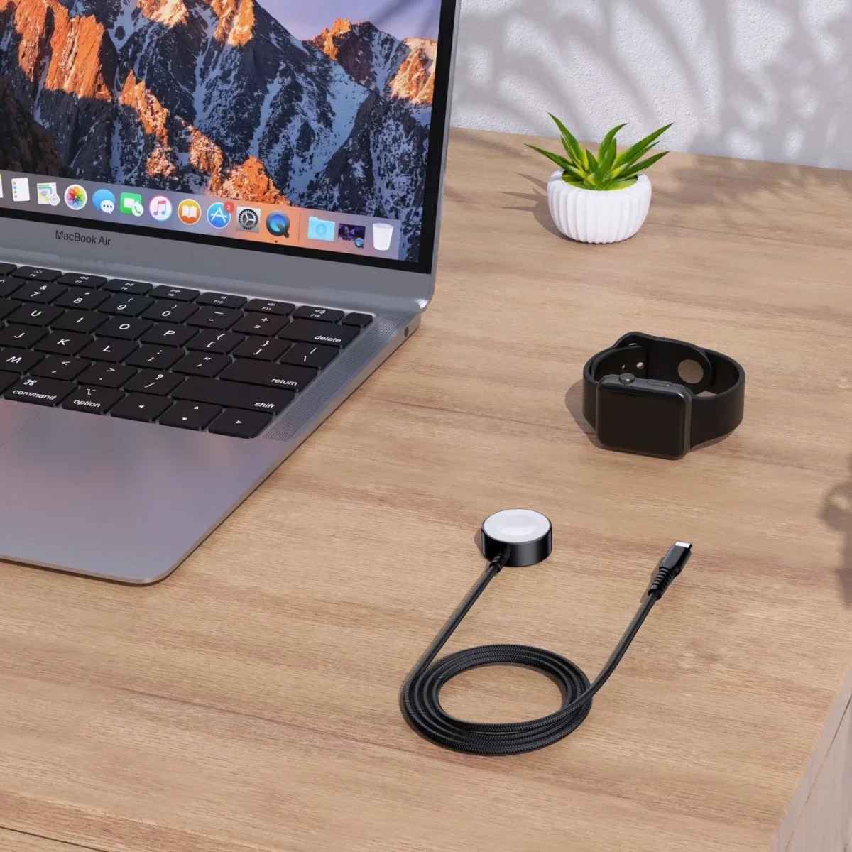 Choetech Magnetische Apple Watch USB-C Kabel 1M Made For Watch Zwart afbeelding 4