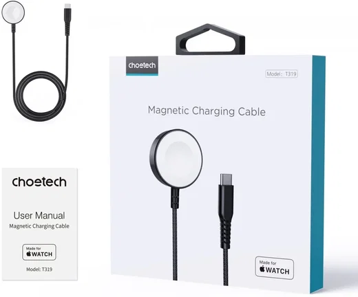 Choetech Magnetische Apple Watch USB-C Kabel 1M Made For Watch Zwart afbeelding 9