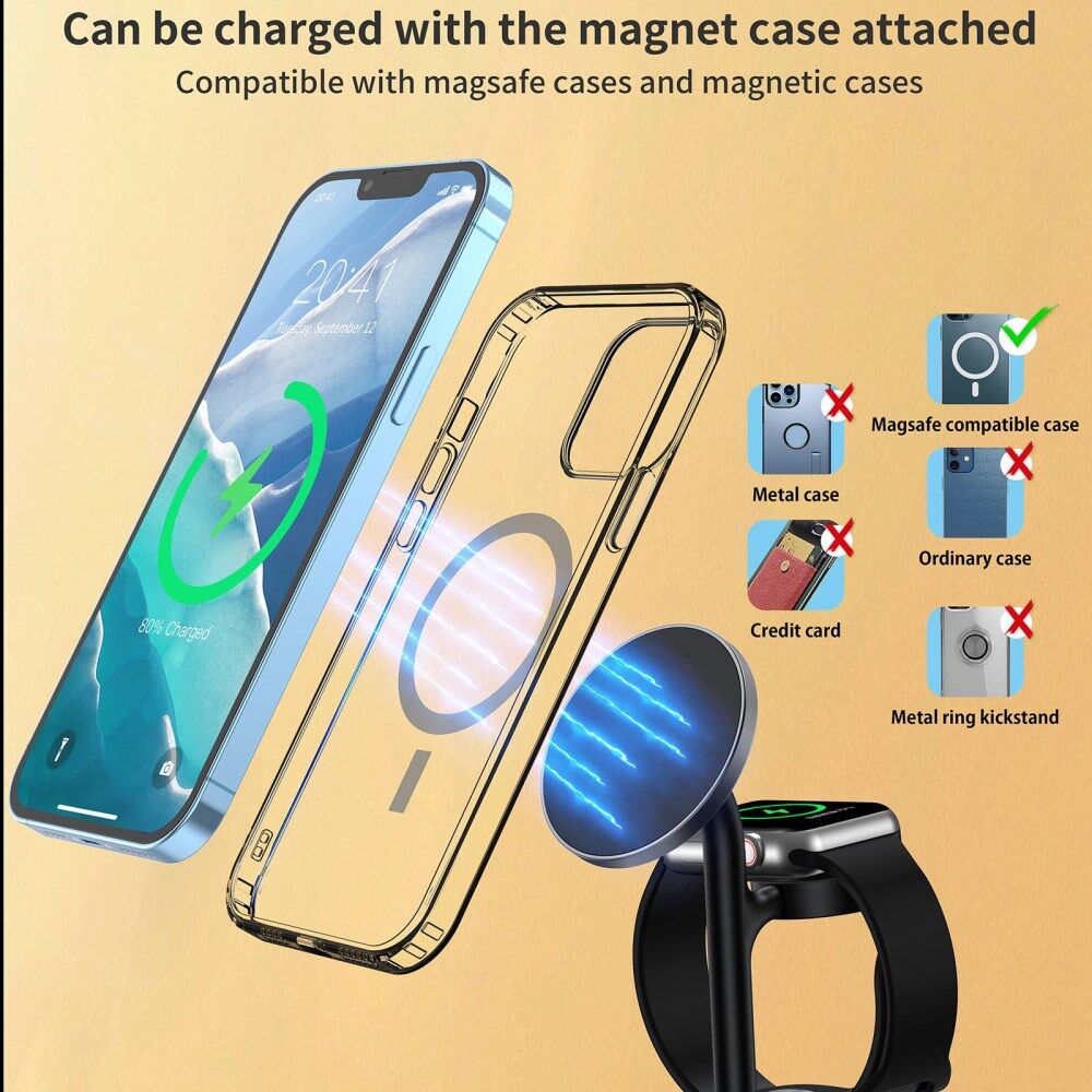 Choetech Draadloze MagSafe Oplader 15W iPhone/AirPods/Watch Zwart afbeelding 6