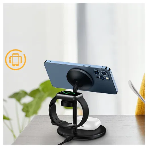 Choetech Draadloze MagSafe Oplader 15W iPhone/AirPods/Watch Zwart afbeelding 8