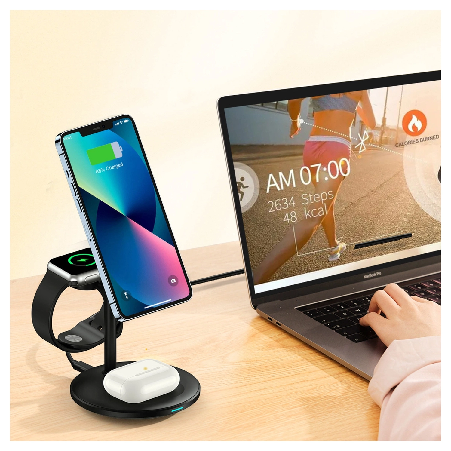 Choetech Draadloze MagSafe Oplader 15W iPhone/AirPods/Watch Zwart afbeelding 9