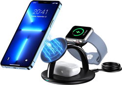 Choetech 3-in-1 Draadloze Oplaadstation iPhone/AirPods/Watch Zwart afbeelding