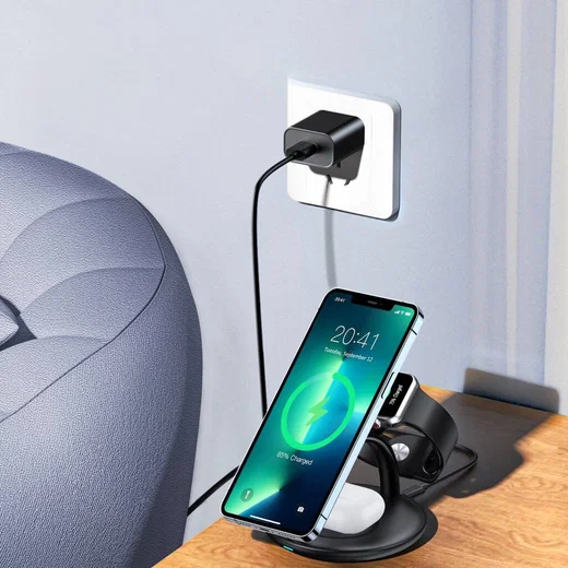 Choetech 3-in-1 Draadloze Oplaadstation iPhone/AirPods/Watch Zwart afbeelding 6