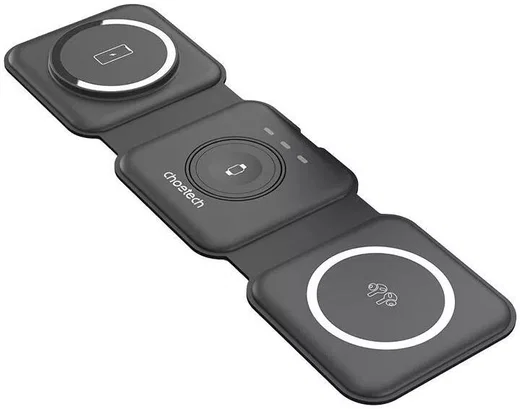 Choetech 3-in-1 Opvouwbare Draadloze Lader iPhone/AirPods/Watch Zwart afbeelding 1