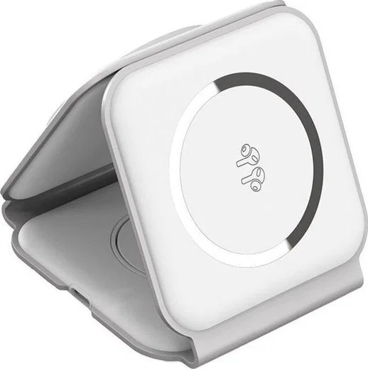 Choetech 3-in-1 Opvouwbare Draadloze Lader iPhone/AirPods/Watch Wit afbeelding 2