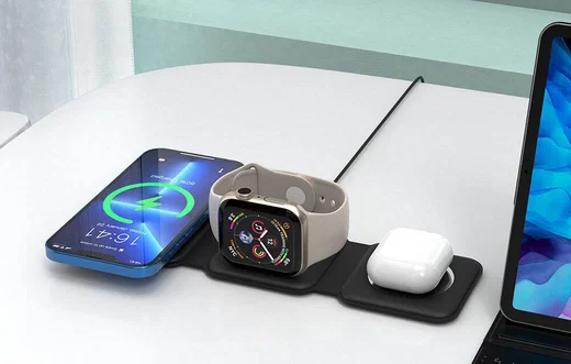 Choetech 3-in-1 Opvouwbare Draadloze Lader iPhone/AirPods/Watch Wit afbeelding 3