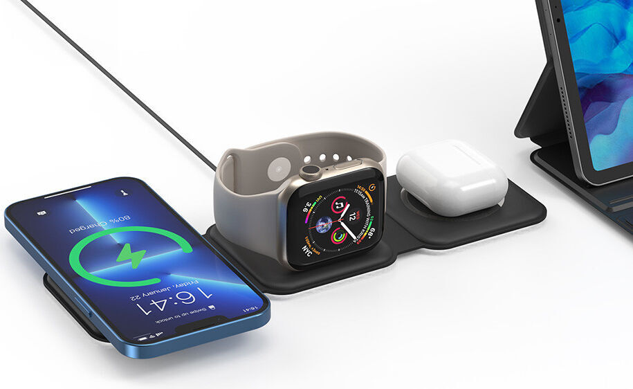 Choetech 3-in-1 Opvouwbare Draadloze Lader iPhone/AirPods/Watch Wit afbeelding 4