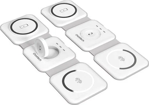 Choetech 3-in-1 Opvouwbare Draadloze Lader iPhone/AirPods/Watch Wit afbeelding 9