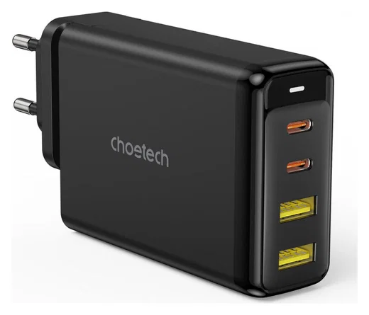 Choetech 140W USB en USB-C Snellader GaN Adapter Zwart afbeelding 1