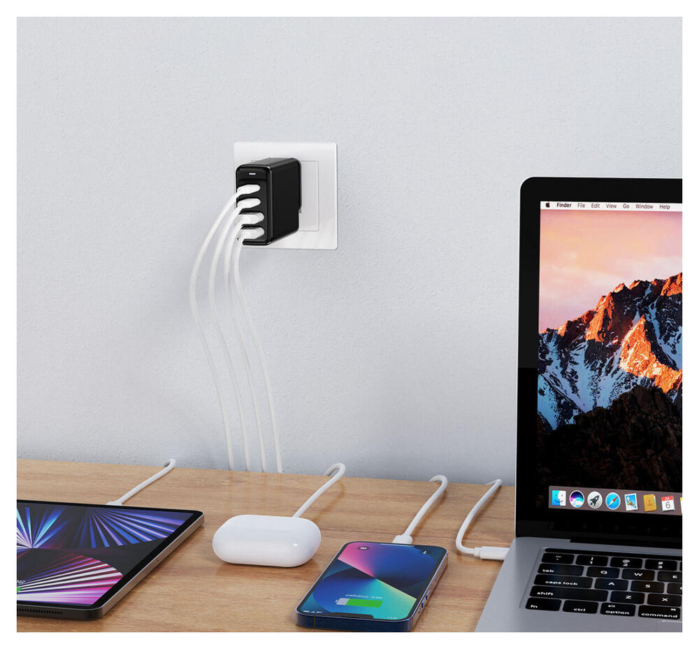 Choetech 140W USB en USB-C Snellader GaN Adapter Zwart afbeelding 3