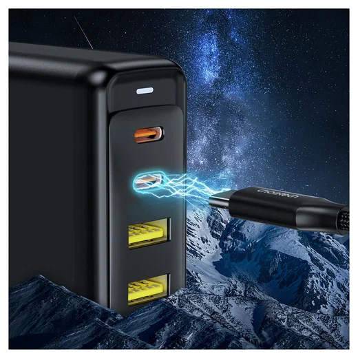 Choetech 140W USB en USB-C Snellader GaN Adapter Zwart afbeelding 4