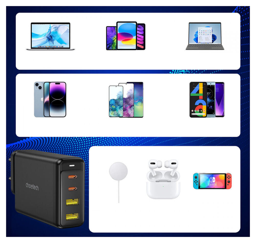 Choetech 140W USB en USB-C Snellader GaN Adapter Zwart afbeelding 8